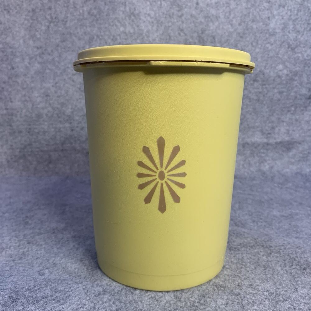 Vintage Tupperware Canister, Goldenrod Yellow Container 6.25 High 5 Diameter USA